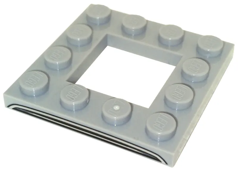 Light Bluish Gray Plate, Modified 4 x 4 with 2 x 2 Open Center with Black and Silver Aston Martin DB