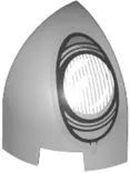Light Bluish Gray Slope, Curved 1 x 1 x 1 1/3 Corner Round with White and Silver Headlight Pattern M