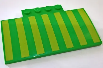 Bright Green Slope, Curved 5 x 8 x 2/3 with 4 Studs with Lime Stripes Pattern