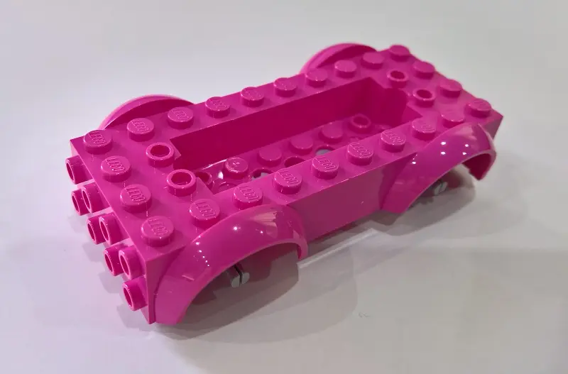 Dark Pink Vehicle, Base 5 x 10 x 2 1/2 with Mudguards and 2 x 6 Recessed Center with 3 Holes with Li