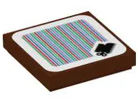 Reddish Brown Tile 2 x 2 with Super Mario Scanner Code Goomba's Shoe Pattern (Sticker) - Set 71404