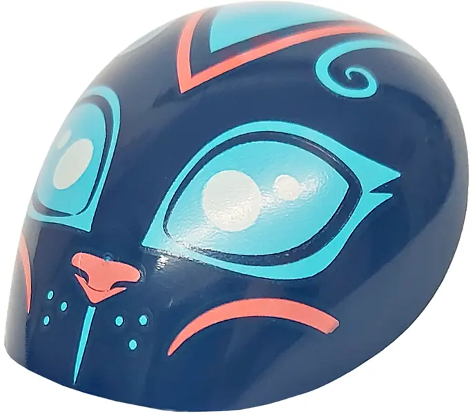 Dark Blue Large Figure Armor, Round, Smooth with Medium Azure Eyes, Curls, Whisker Dots, and Forehea
