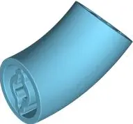 Medium Azure Brick, Round 2 x 2 D. 45 degrees Elbow (27.7mm Standing Height)