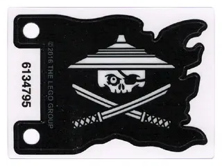 Plastic Part for Sets 70603 and 70605 - Black Tattered Flag with White Skull with Eye Patch and Coni
