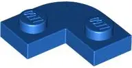 Blue Plate, Round Corner 2 x 2 with 1 x 1 Cutout