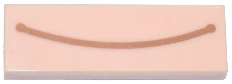Light Nougat Tile 1 x 3 with Medium Nougat Curved Line Pattern (Super Mario Closed Mouth Smile)