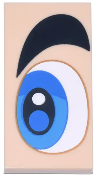 Light Nougat Tile 2 x 4 with White, Blue and Dark Azure Eye and Thick Black Eyebrow Pattern Model Le