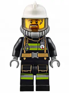 Fire - Reflective Stripes with Utility Belt, White Fire Helmet, Breathing Neck Gear with Air Tanks, 