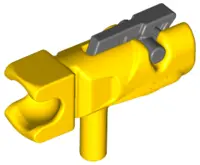 Yellow Minifigure, Weapon Gun, Mini Blaster / Shooter / Fire Nozzle with Tow Ball Socket and Dark Bl