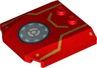 Red Wedge 4 x 4 x 2/3 Triple Curved with Arc Reactor and Gold Stripes Pattern
