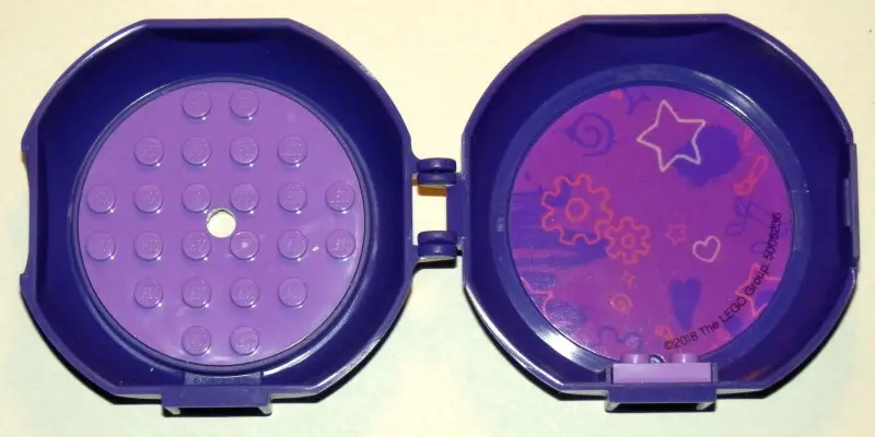 Dark Purple Container, Pod with Medium Lavender 6 x 6 Round Plate and Medium Lavender 1 x 2 Plate wi