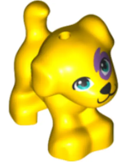 Yellow Dog, Friends Style, Puppy, Standing with Dark Azure Eyes, Black Nose and Mouth, Medium Lavend