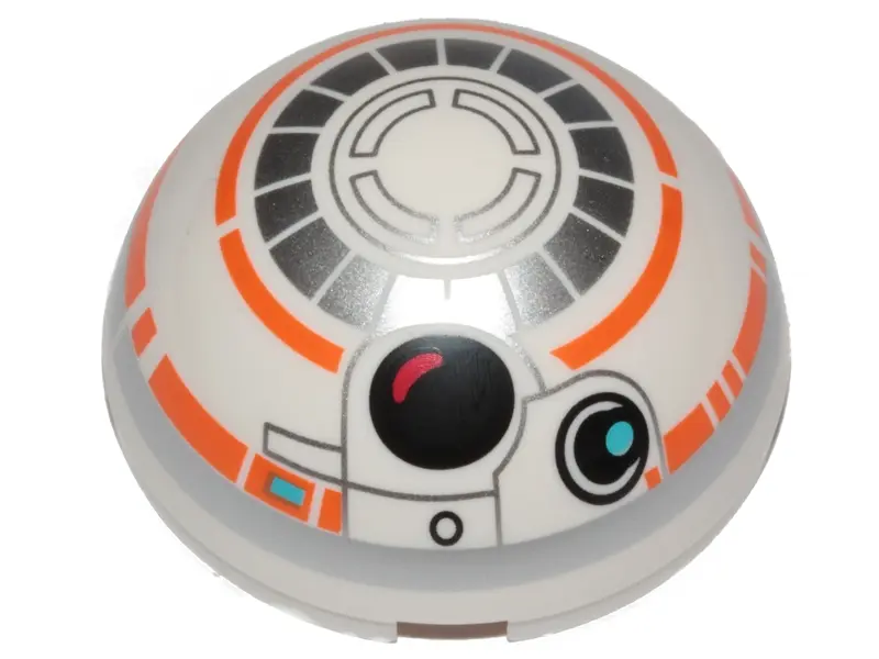 White Cylinder Hemisphere 4 x 4 with BB-8 Droid Pattern