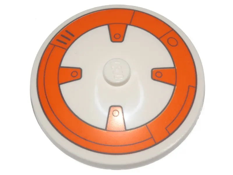White Dish 4 x 4 Inverted (Radar) with Solid Stud with BB-8 Droid Pattern