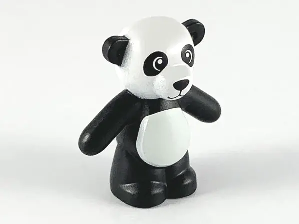 Black Teddy Bear with White Head and Stomach Panda Pattern