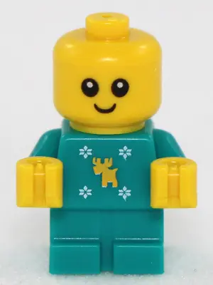 Baby - Dark Turquoise Body with Moose and Snowflakes and Yellow Hands