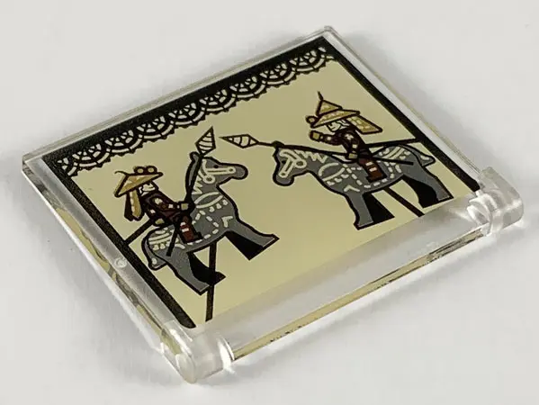 Trans-Clear Glass for Window 1 x 4 x 3 - Opening with Traditional Chinese Warriors and Horses Patter