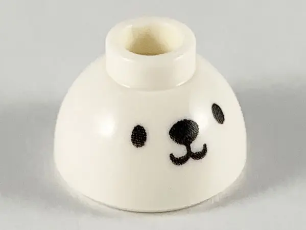 White Brick, Round 1 1/2 x 1 1/2 x 2/3 Dome Top with Animal Face Steamed Bun Pattern