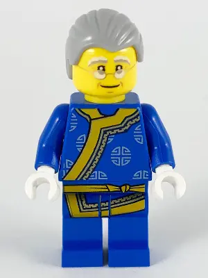 Shadow Puppeteer, Light Bluish Gray Hair, Glasses, Blue Changshan with Yellow Hem and Sash, Silver C