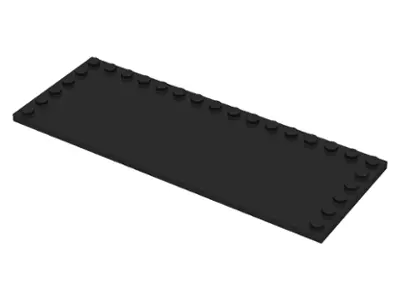 Black Tile, Modified 6 x 16 with Studs on Edges