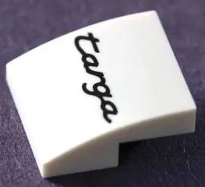 White Slope, Curved 2 x 2 x 2/3 with Black 'targa' Pattern