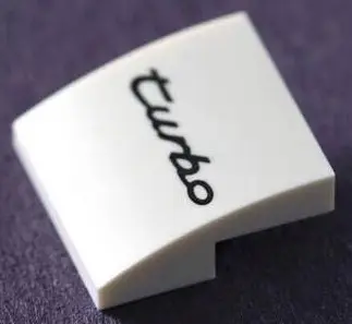 White Slope, Curved 2 x 2 x 2/3 with Black 'turbo' Pattern