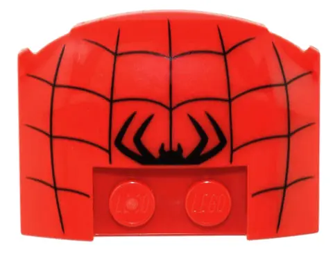 Red Wedge 3 x 4 x 2/3 Triple Curved with Black Spider Half and Web Pattern