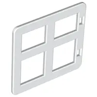 White Duplo Door / Window Pane 1 x 4 x 3 with 4 Different Size Panes Square Corners