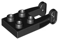 Black Duplo, Plate 2 x 2 with Tow Rope Holder Arms