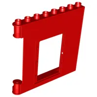 Red Duplo Wall 1 x 8 x 6 Hinge on Left with Door Opening