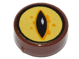 Reddish Brown Tile, Round 1 x 1 with Black Eye on Yellow Background Pattern