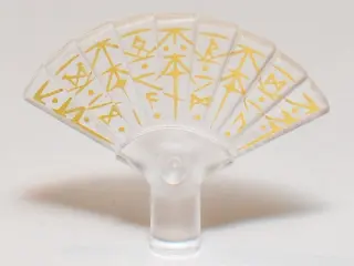 Trans-Clear Minifigure, Utensil Hand Fan with Logogram Pattern