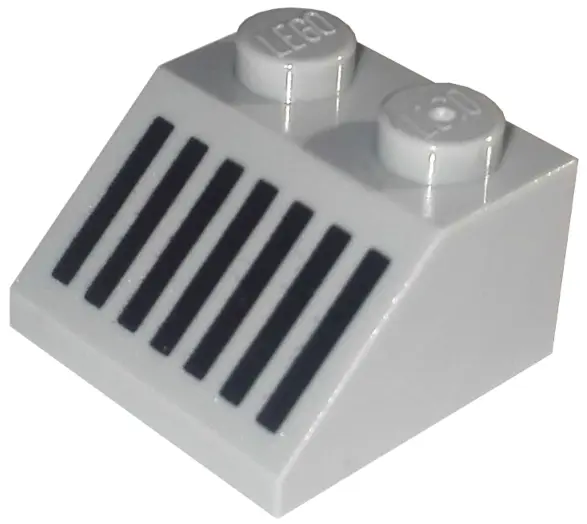 Light Bluish Gray Slope 45 2 x 2 with Black Grille with 7 Vertical Lines Pattern