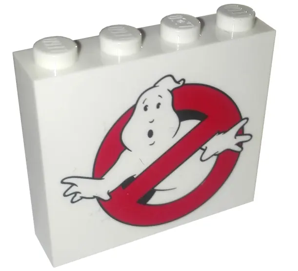 White Brick 1 x 4 x 3 with Ghostbusters Logo Pattern