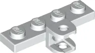White Plate, Modified 1 x 4 with Tow Ball Socket, Flattened with Holes