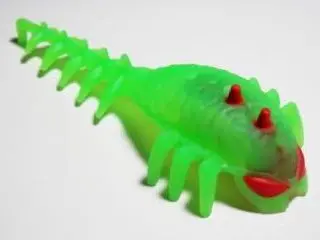Trans-Bright Green Hero Factory Brain with Molded Hard Plastic Red Eyes and Spikes Pattern - Flexibl