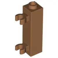 Medium Nougat Brick, Modified 1 x 1 x 3 with 2 Clips (Vertical Grip) - Hollow Stud