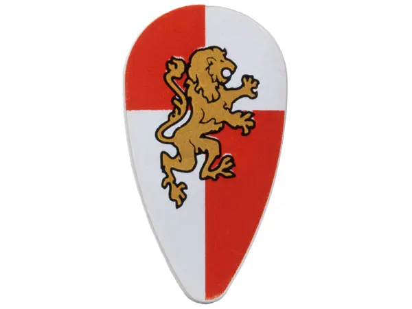 Light Bluish Gray Minifigure, Shield Oval with Gold Lion on Red and White Quarters Background Patter