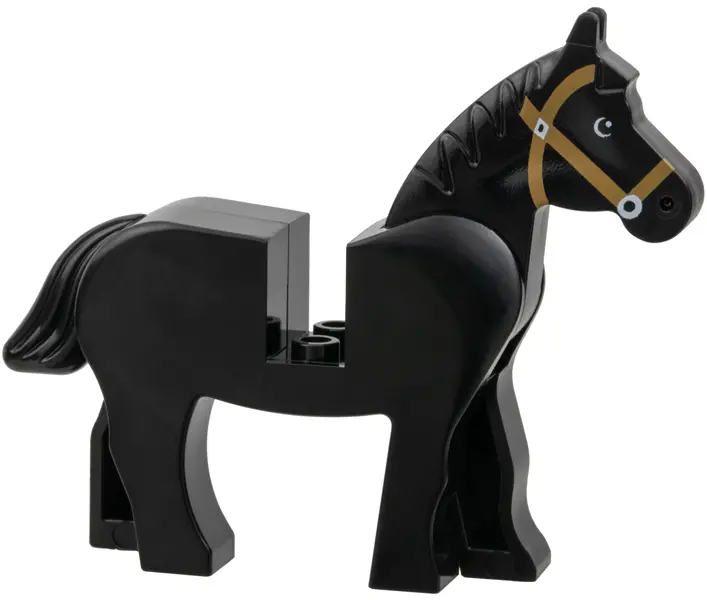 Black Horse with Black and White Eyes, White Pupils and Medium Nougat Bridle Pattern