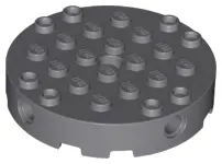 Dark Bluish Gray Brick, Round 6 x 6 with 4 Side Pin Holes and Center Hole