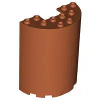 Dark Orange Cylinder Half 3 x 6 x 6 with 1 x 2 Cutout