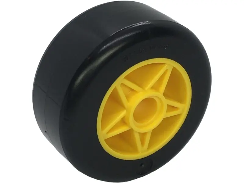 Yellow Wheel 30 x 15 with Pin Hole with Molded Black Hard Plastic Tire Pattern