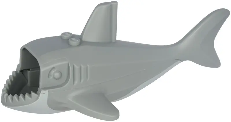 Light Bluish Gray Shark Body Large with Gills with White Mouth and Stomach (Straight Vertical Edge A
