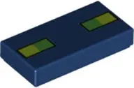 Dark Blue Tile 1 x 2 with Bright Green and Lime Squares Pattern (Minecraft Phantom Eyes)