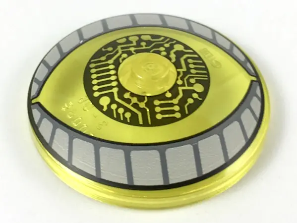 Trans-Yellow Dish 4 x 4 Inverted (Radar) with Solid Stud with Brother Eye White Eyelids with Dark Bl