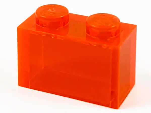 Trans-Neon Orange Brick 1 x 2 without Bottom Tube