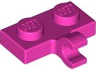 Pink Plate, Modified 1 x 2 with Clip on Side (Horizontal Grip)