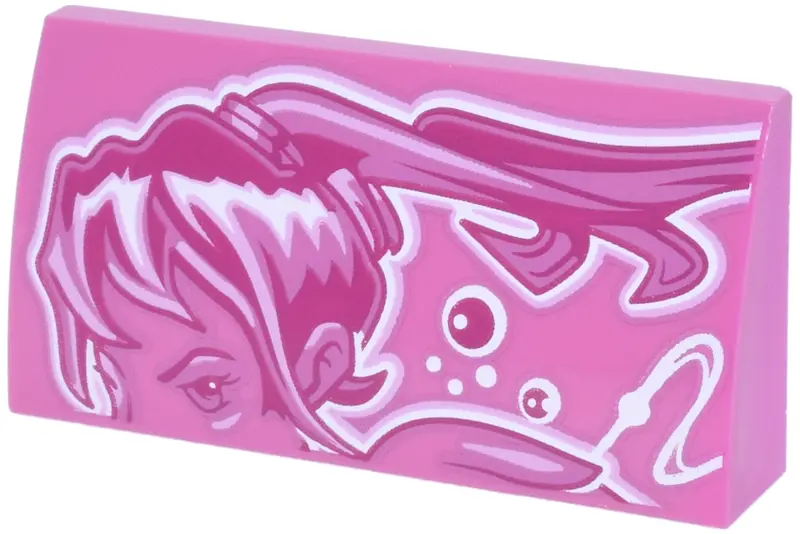 Pink Slope, Curved 2 x 4 x 2/3 with Bottom Tubes with White, Magenta and Bright Pink Female Upper Fa