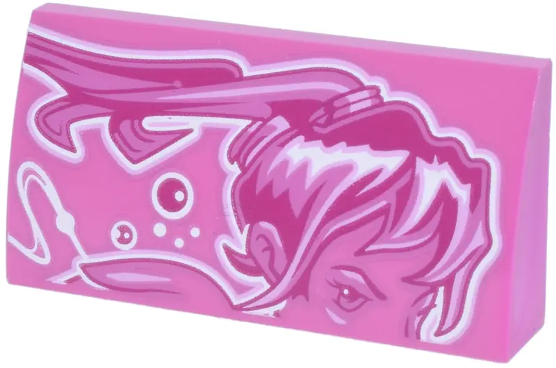Pink Slope, Curved 2 x 4 x 2/3 with Bottom Tubes with White, Magenta and Bright Pink Female Upper Fa
