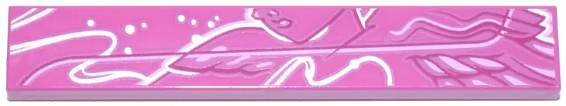 Pink Tile 1 x 6 with White, Magenta and Bright Pink Female Lower Face, Feathers, Curved Lines and Do